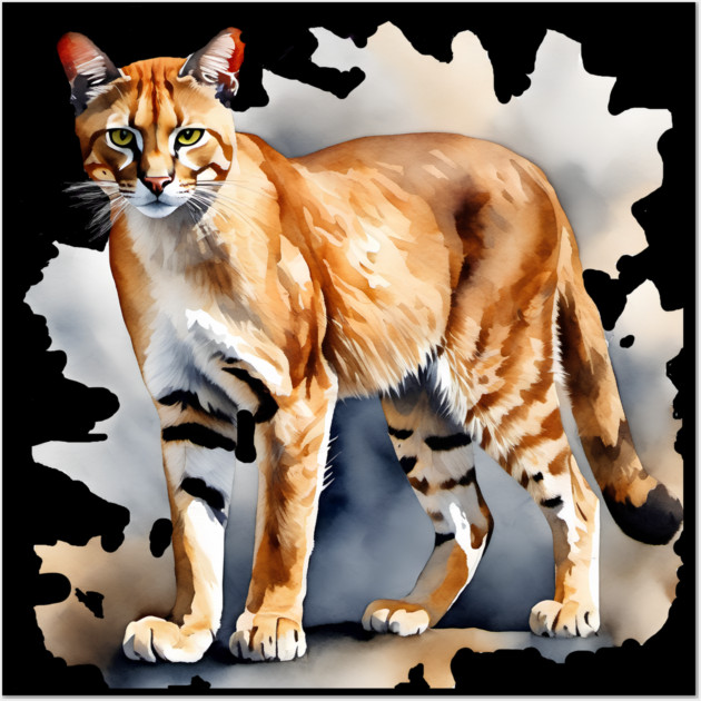 Abstract watercolor of an African Golden Cat Wall Art by BirdsnStuff