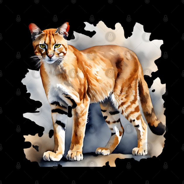 Abstract watercolor of an African Golden Cat by BirdsnStuff