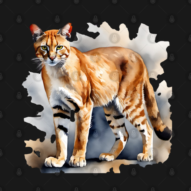 Abstract watercolor of an African Golden Cat by BirdsnStuff