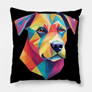 Geometrical Dog, vibrant, calm brown eyes #2 Pillow