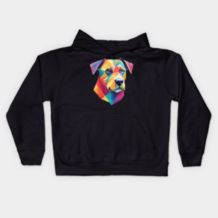 Geometrical Dog, vibrant, calm brown eyes #2 Kids Hoodie