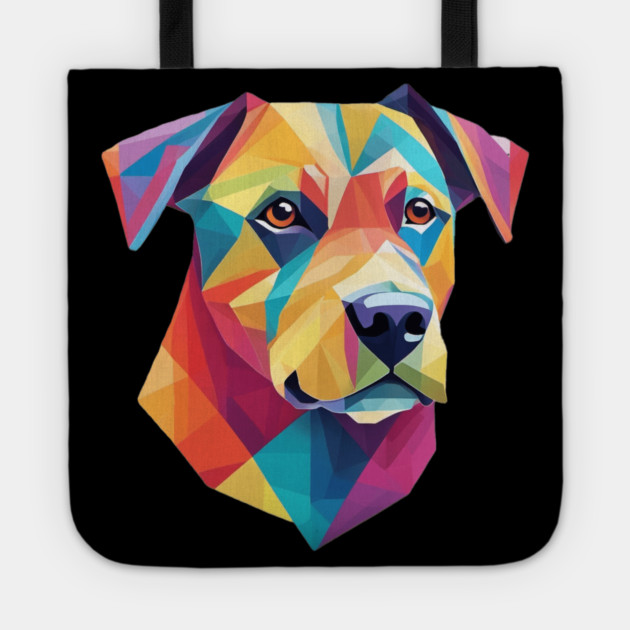 Geometrical Dog, vibrant, calm brown eyes #2 Tote by BirdsnStuff