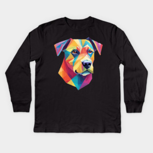 Geometrical Dog, vibrant, calm brown eyes #2 Kids Long Sleeve T-Shirt