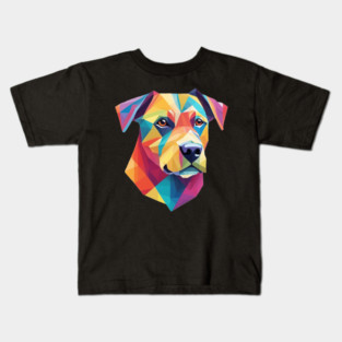 Geometrical Dog, vibrant, calm brown eyes #2 Kids T-Shirt