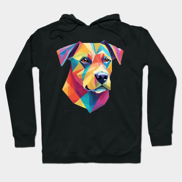 Geometrical Dog, vibrant, calm brown eyes #2 Hoodie by BirdsnStuff