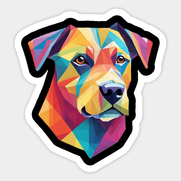 Geometrical Dog, vibrant, calm brown eyes #2 Magnet by BirdsnStuff