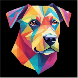 Geometrical Dog, vibrant, calm brown eyes #2 Posters and Art