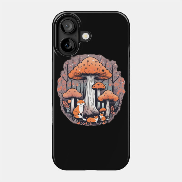 Three little foxes in a mushroom forest Phone Case by BirdsnStuff