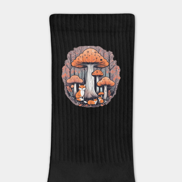 Three little foxes in a mushroom forest by BirdsnStuff