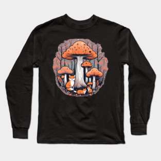 Three little foxes in a mushroom forest Long Sleeve T-Shirt