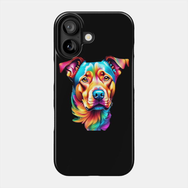 Surrealism art style vibrant Dog with calm brown eyes #2 Phone Case by BirdsnStuff