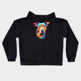 Surrealism art style vibrant Dog with calm brown eyes #2 Kids Hoodie