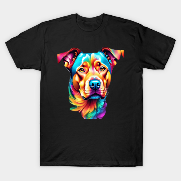 Surrealism art style vibrant Dog with calm brown eyes #2 T-Shirt by BirdsnStuff