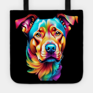 Surrealism art style vibrant Dog with calm brown eyes #2 Tote