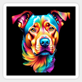 Surrealism art style vibrant Dog with calm brown eyes #2 Sticker