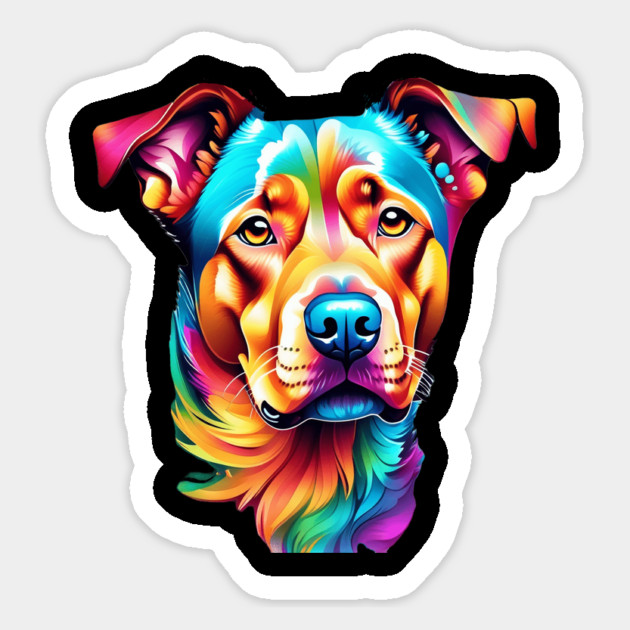 Surrealism art style vibrant Dog with calm brown eyes #2 Magnet by BirdsnStuff