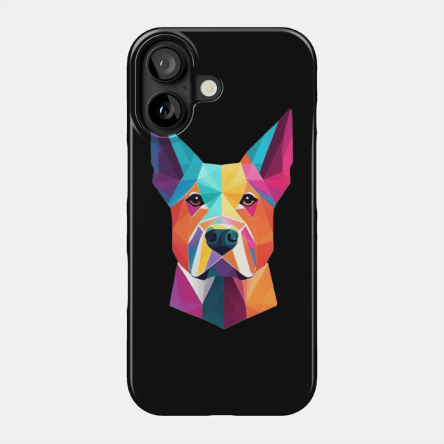 Geometric Dog Face Portrait Phone Case by BirdsnStuff