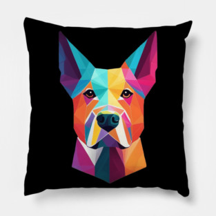 Geometric Dog Face Portrait Pillow
