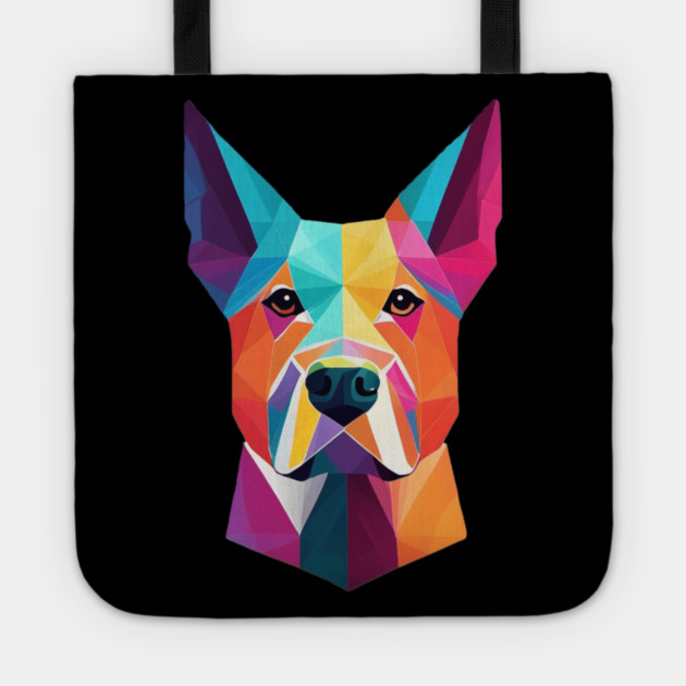 Geometric Dog Face Portrait Tote by BirdsnStuff