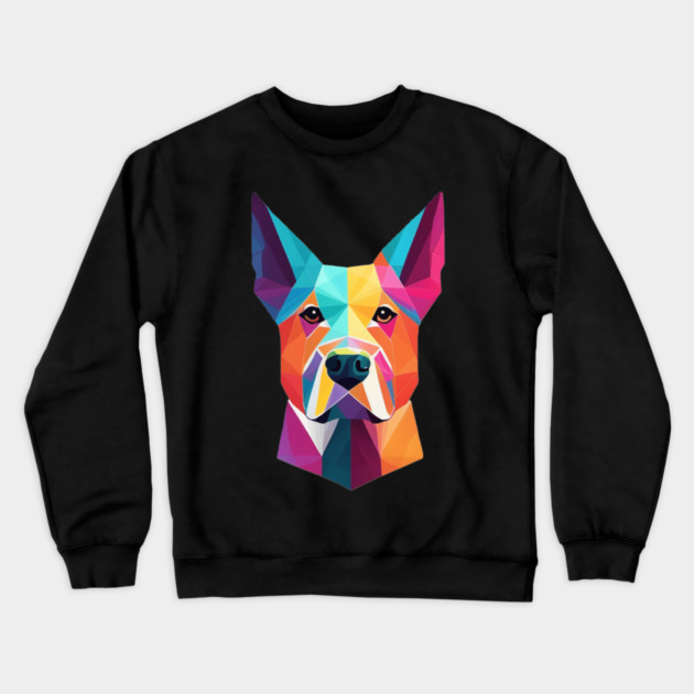 Geometric Dog Face Portrait Crewneck Sweatshirt by BirdsnStuff