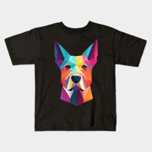 Geometric Dog Face Portrait Kids T-Shirt