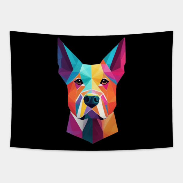 Geometric Dog Face Portrait Tapestry by BirdsnStuff