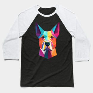 Geometric Dog Face Portrait Baseball T-Shirt