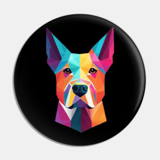 Geometric Dog Face Portrait Pin