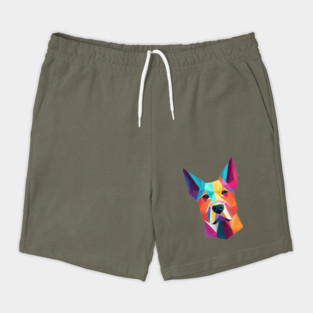 Geometric Dog Face Portrait Shorts