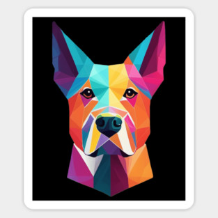Geometric Dog Face Portrait Magnet