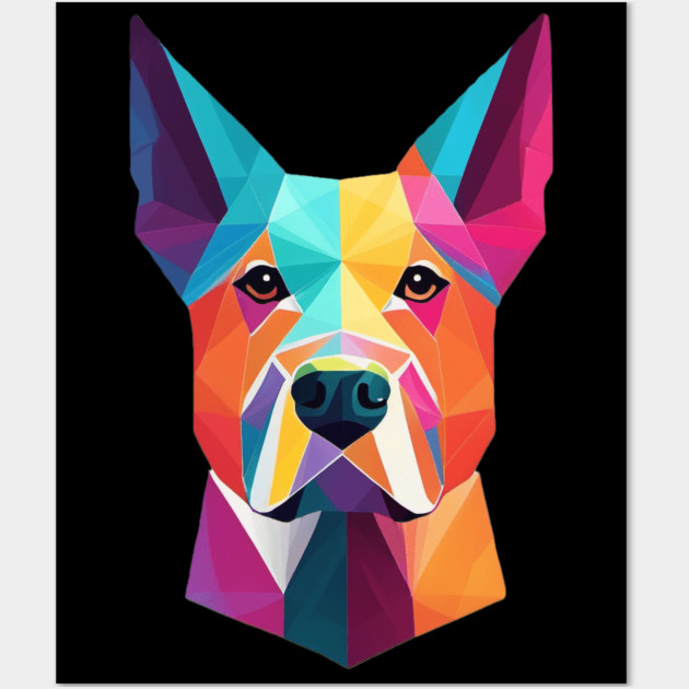 Geometric Dog Face Portrait Wall Art by BirdsnStuff