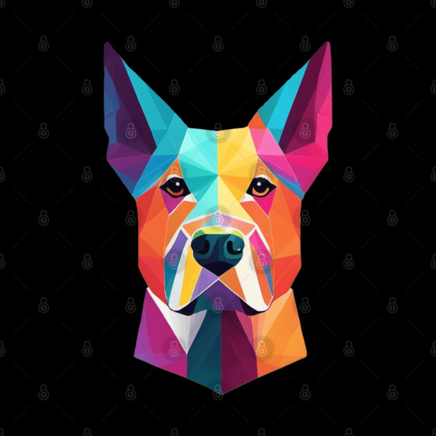 Geometric Dog Face Portrait by BirdsnStuff