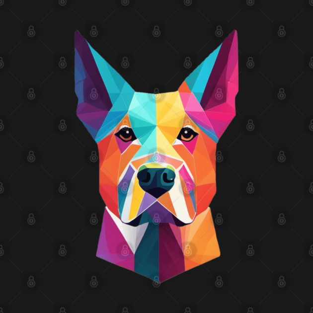 Geometric Dog Face Portrait by BirdsnStuff