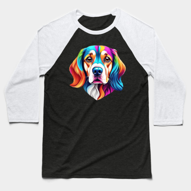 Geometrical Dog Baseball T-Shirt by BirdsnStuff