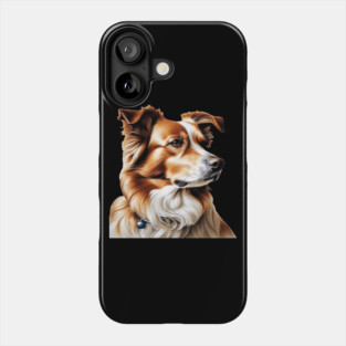 Brown and White Collie Dog with Brown Calm Eyes Phone Case