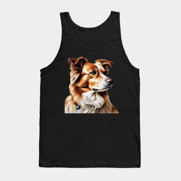 Brown and White Collie Dog with Brown Calm Eyes Tank Top by BirdsnStuff