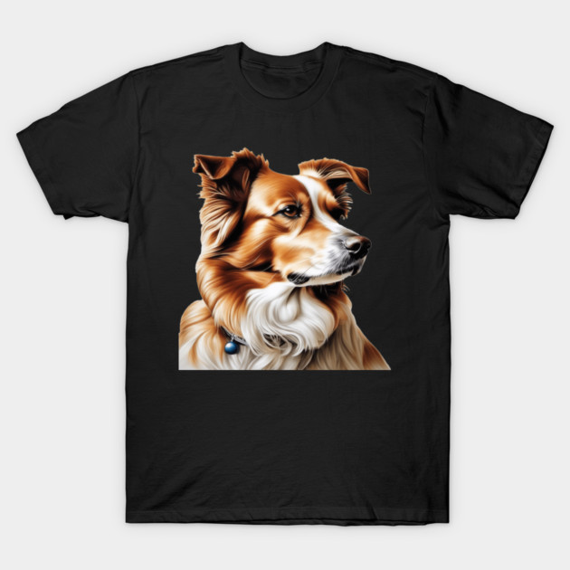 Brown and White Collie Dog with Brown Calm Eyes T-Shirt by BirdsnStuff