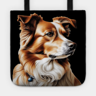 Brown and White Collie Dog with Brown Calm Eyes Tote