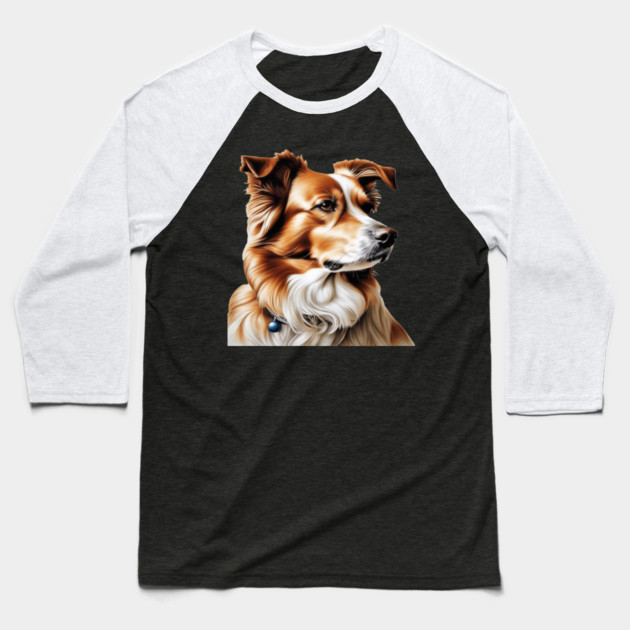 Brown and White Collie Dog with Brown Calm Eyes Baseball T-Shirt by BirdsnStuff