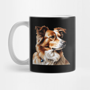 Brown and White Collie Dog with Brown Calm Eyes Mug