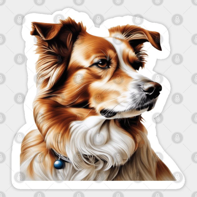 Brown and White Collie Dog with Brown Calm Eyes Sticker by BirdsnStuff