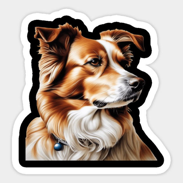 Brown and White Collie Dog with Brown Calm Eyes Magnet by BirdsnStuff