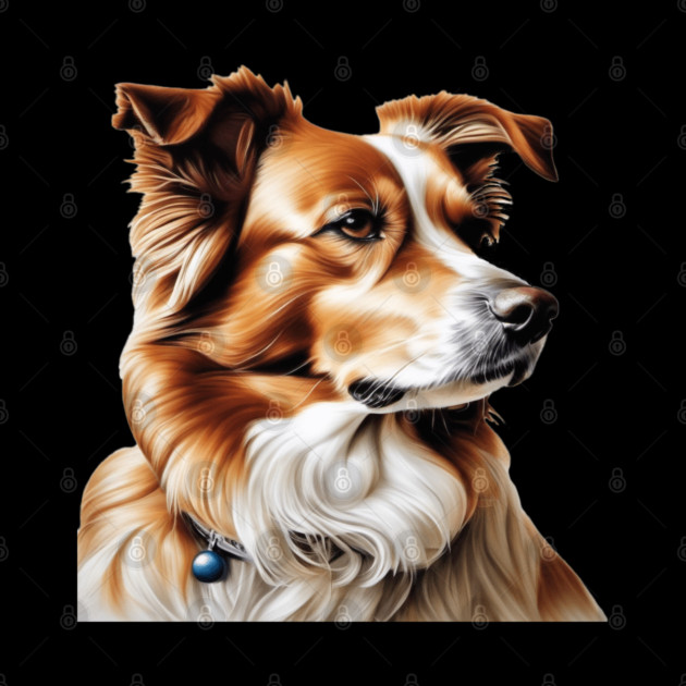 Brown and White Collie Dog with Brown Calm Eyes by BirdsnStuff