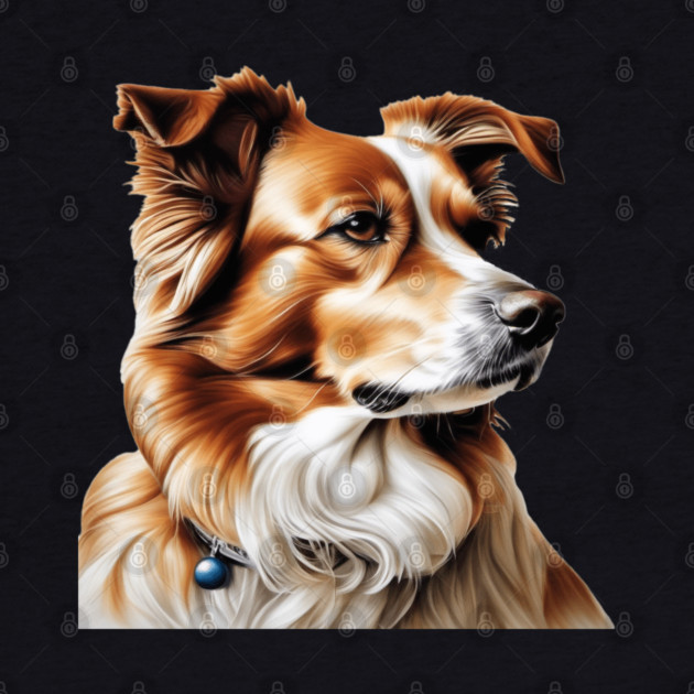 Brown and White Collie Dog with Brown Calm Eyes by BirdsnStuff