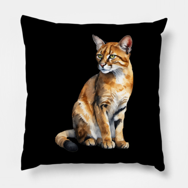 Abstract watercolor of an African Golden Cat #3 Pillow by BirdsnStuff