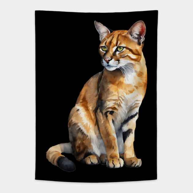 Abstract watercolor of an African Golden Cat #3 Tapestry by BirdsnStuff