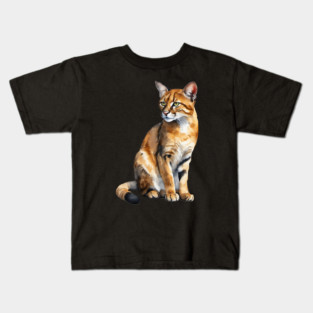 Abstract watercolor of an African Golden Cat #3 Kids T-Shirt