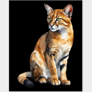 Abstract watercolor of an African Golden Cat #3 Posters and Art