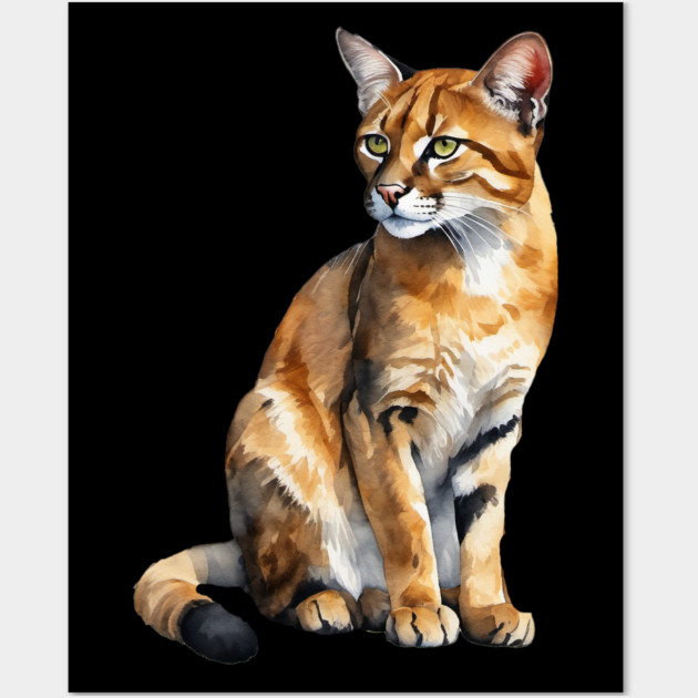 Abstract watercolor of an African Golden Cat #3 Wall Art by BirdsnStuff