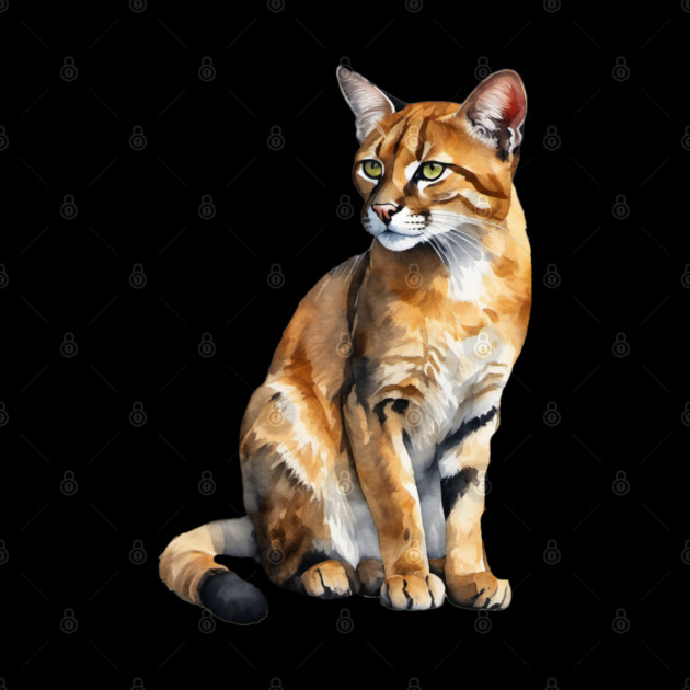 Abstract watercolor of an African Golden Cat #3 by BirdsnStuff